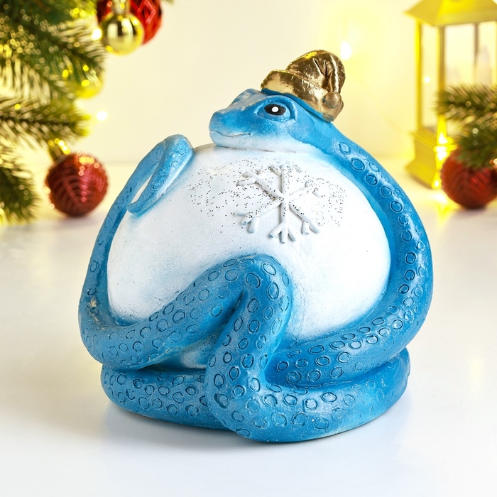 Новый год. Символ 2025. Копилка Новый год. Символ 2025. Копилка "Змея с шаром" 16х16х15см, синяя