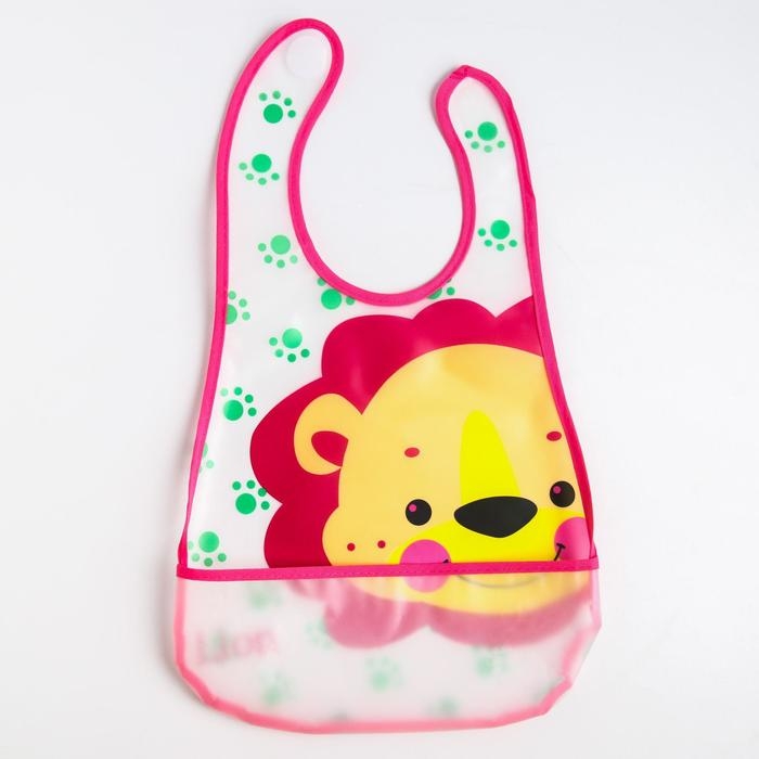 Нагрудник непромокаемый из клеёнки с карманом «Львёнок», на липучке Нагрудник непромокаемый из клеёнки с карманом «Львёнок», на липучке