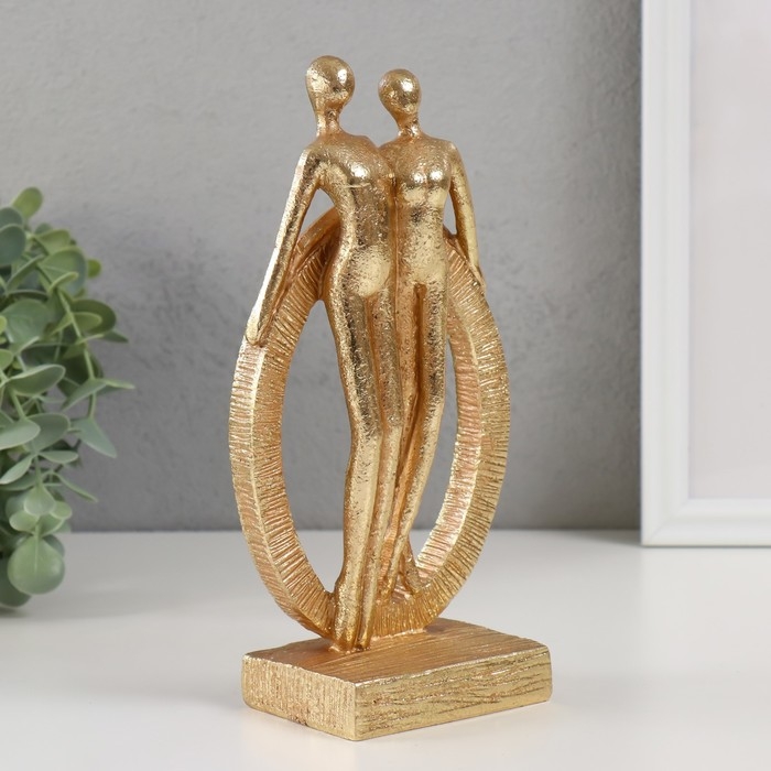 Сувенир полистоун "Двое: единство" золото 32х11,5х6,5 см