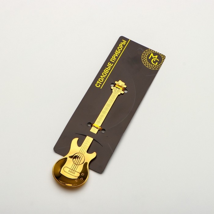 Ложка десертная из нержавеющей стали Magistro «Гитара», длина 12 см, цвет золотой Ложка десертная из нержавеющей стали Magistro «Гитара», длина 12 см, цвет золотой