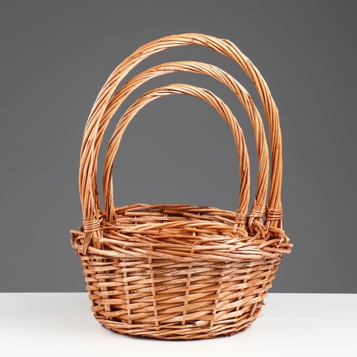 Набор корзин, 3 шт, 30×22/33 см,  26×12/28 см, 20×10/23 см, ива