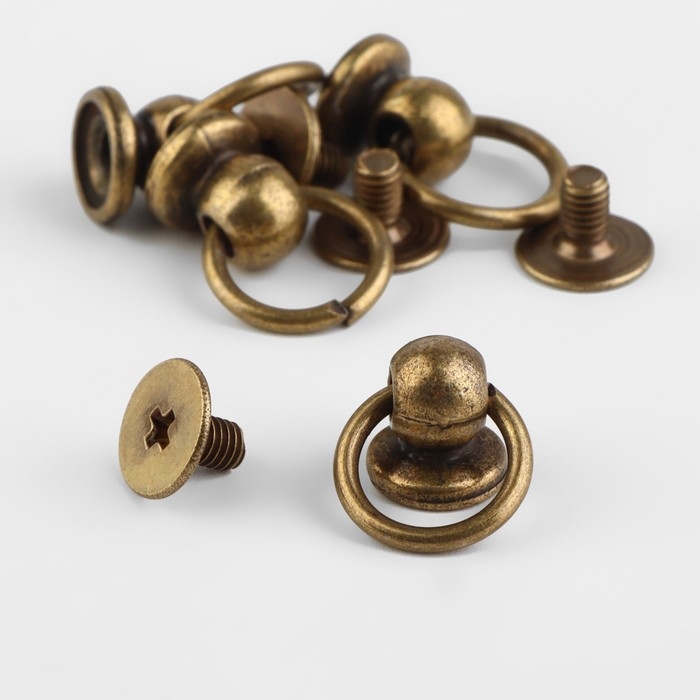 Кобурный винт d = 6/8 × 9 мм, с кольцом d = 10 мм, 4 шт, цвет бронзовый