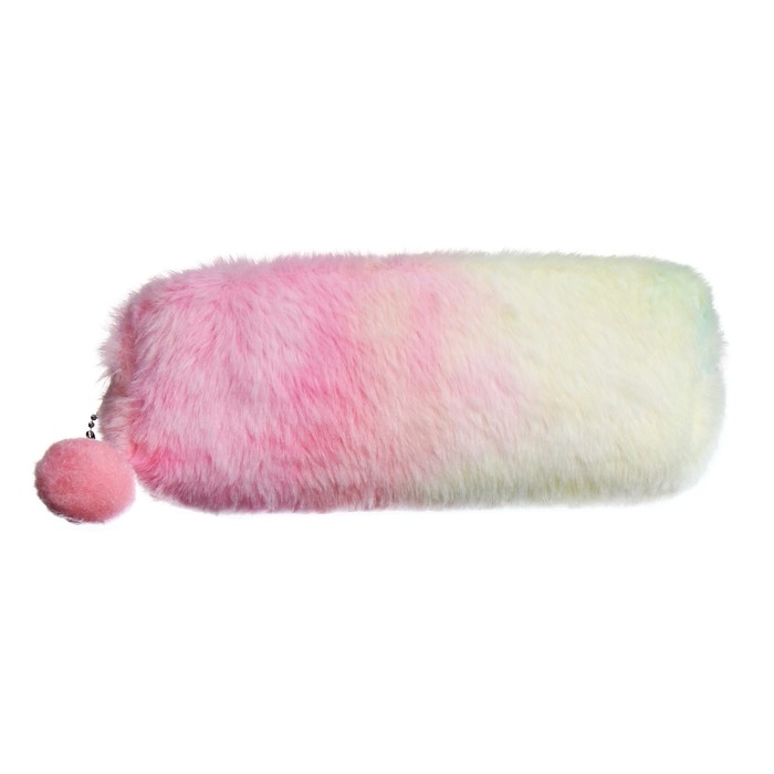 Пенал школьный меховой на молнии Calligrata Пенал школьный меховой на молнии Calligrata "Бамбошка", микс