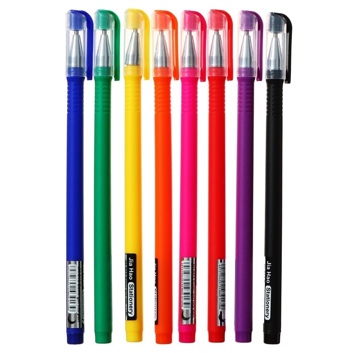 Набор шариковых ручек 8 цветов,1 мм, однотонный цвет корпуса софтач, в блистере Набор шариковых ручек 8 цветов,1 мм, однотонный цвет корпуса софтач, в блистере