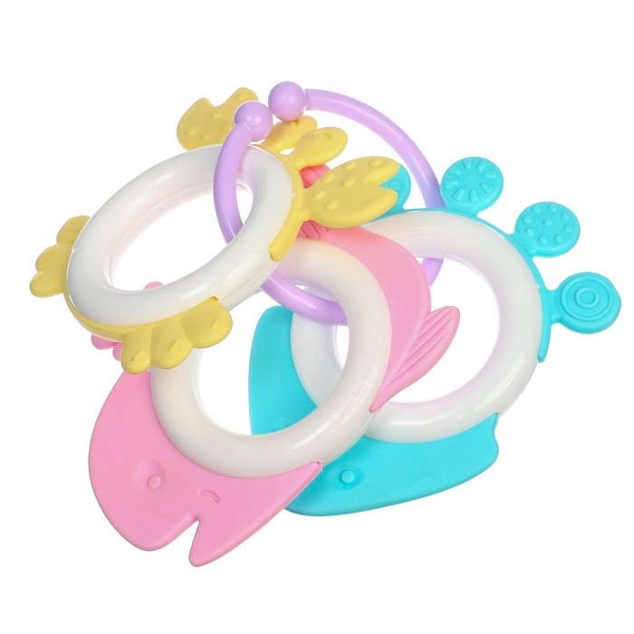 Набор погремушек «Беби», с эластичными элементами, 12 шт., Крошка Я Набор погремушек «Беби», с эластичными элементами, 12 шт., Крошка Я