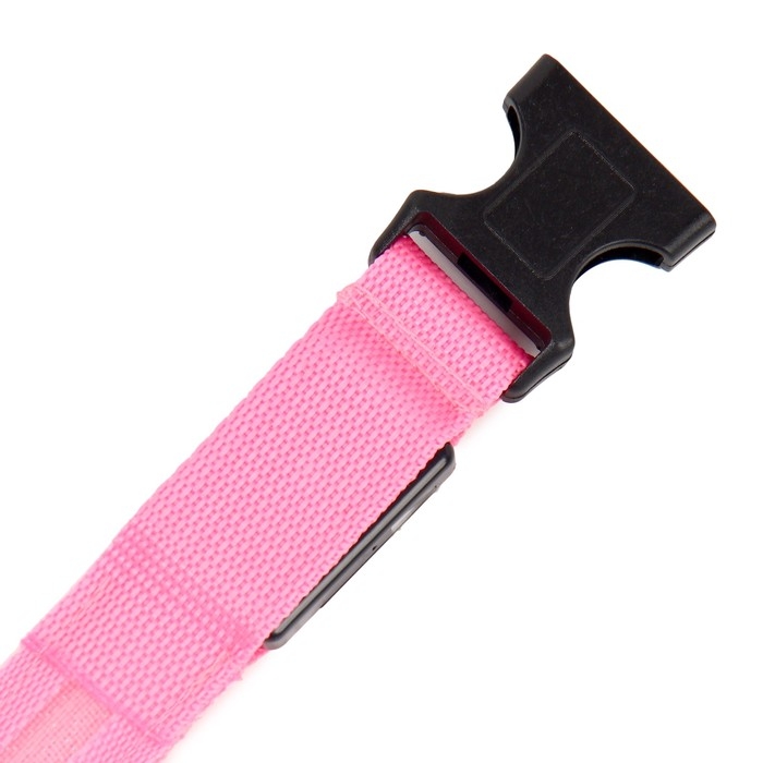 Ошейник с подсветкой размер М, ОШ 40-48 х 2,5 см, 3 режима свечения розовый Ошейник с подсветкой размер М, ОШ 40-48 х 2,5 см, 3 режима свечения розовый