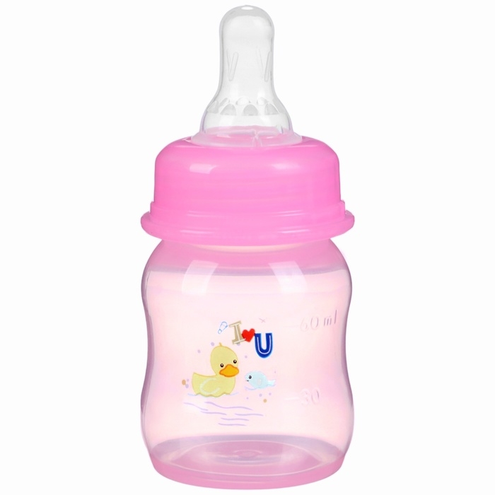 Бутылочка для кормления цветная, классическое горло, 60 мл., от 0 мес., рисунок МИКС для девочки Бутылочка для кормления цветная, классическое горло, 60 мл., от 0 мес., рисунок МИКС для девочки