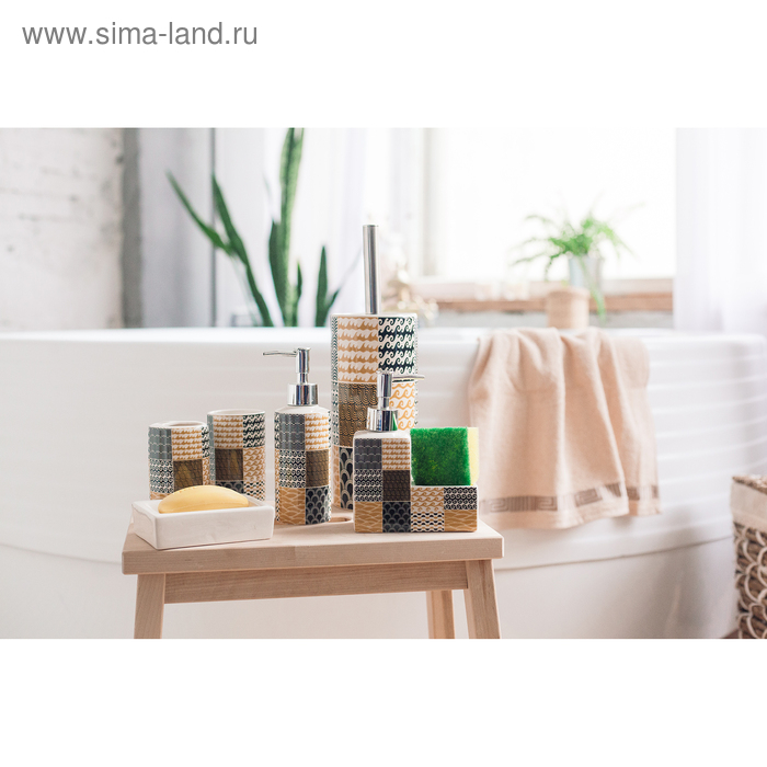 Набор аксессуаров для ванной комнаты «Геометрия», 6 предметов (мыльница, 2 дозатора для мыла, 2 стакана, ёрш) Набор аксессуаров для ванной комнаты «Геометрия», 6 предметов (мыльница, 2 дозатора для мыла, 2 стакана, ёрш)