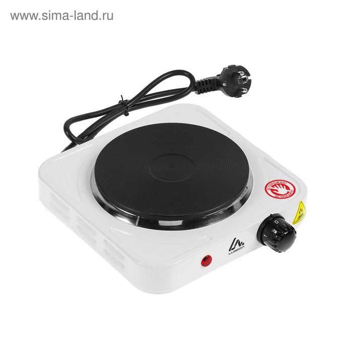 Плитка электрическая Luazon LHP-002, 1 конфорка, 1000 Вт, нагреватель диск, белая Плитка электрическая Luazon LHP-002, 1 конфорка, 1000 Вт, нагреватель диск, белая