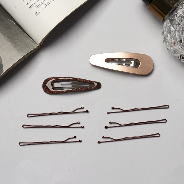 Невидимка для волос «Адель» (набор 10 шт) 5 см, бронза Невидимка для волос «Адель» (набор 10 шт) 5 см, бронза