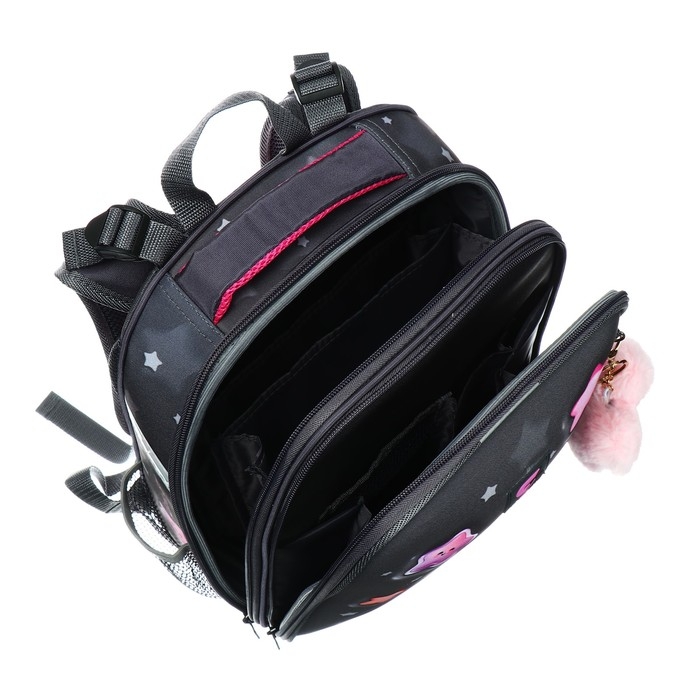 Рюкзак каркасный школьный 38 х 30 х 16 см, эргономичная спинка, Stavia Рюкзак каркасный школьный 38 х 30 х 16 см, эргономичная спинка, Stavia "Звёздочки", серый