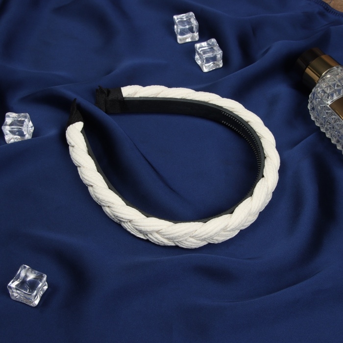 Ободок для волос Ободок для волос "Жаннет" коса объём, 2 см, бежевый