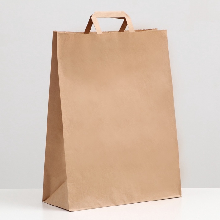 Пакет крафт без печати, плоская ручка 35 х 15 х 45 см, набор 3 шт Пакет крафт без печати, плоская ручка 35 х 15 х 45 см, набор 3 шт