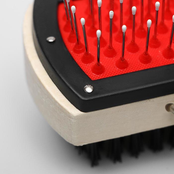 Двусторонняя щётка-расческа с деревянной ручкой, 10 Х 17 см Двусторонняя щётка-расческа с деревянной ручкой, 10 Х 17 см