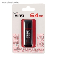 Флешка Mirex KNIGHT BLACK, 64 Гб, USB3.0, чт до 140 Мб/с, зап до 40 Мб/с, черная