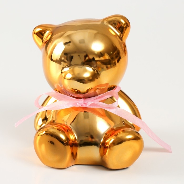 Копилка керамика Копилка керамика "Мишутка с бантиком" золото 9х8х9,8 см