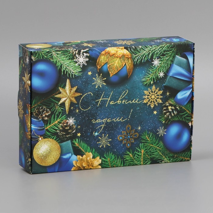 Коробка подарочная новогодняя складная «Новогодние игрушки», 21 х 15 х 5 см, Новый год Коробка подарочная новогодняя складная «Новогодние игрушки», 21 х 15 х 5 см, Новый год