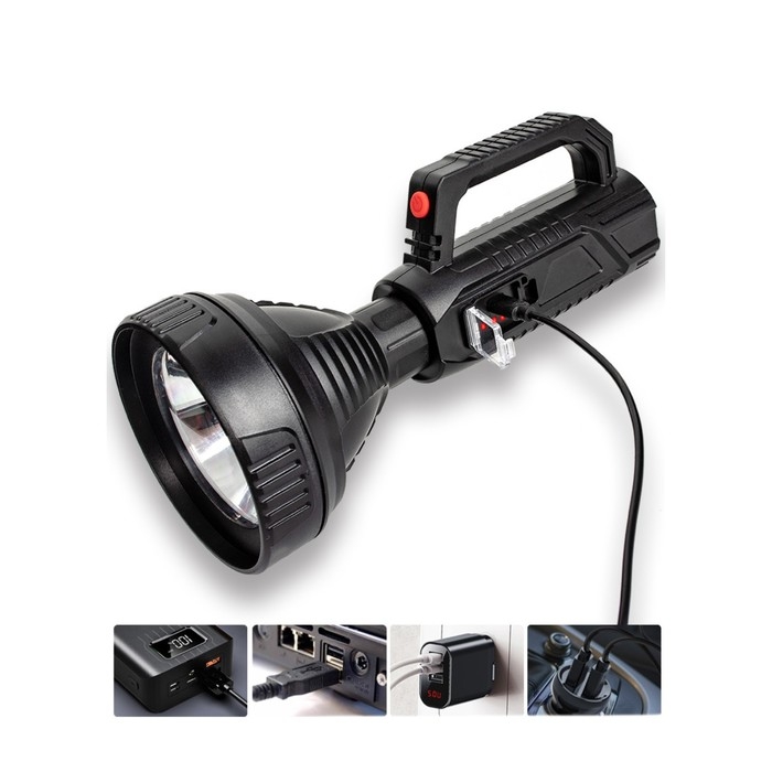 Фонарь прожекторный аккумуляторный, 10 Вт, 3500 мАч, АКБ 18650, XPE, USB, 22 х 9.4 х 8 см Фонарь прожекторный аккумуляторный, 10 Вт, 3500 мАч, АКБ 18650, XPE, USB, 22 х 9.4 х 8 см