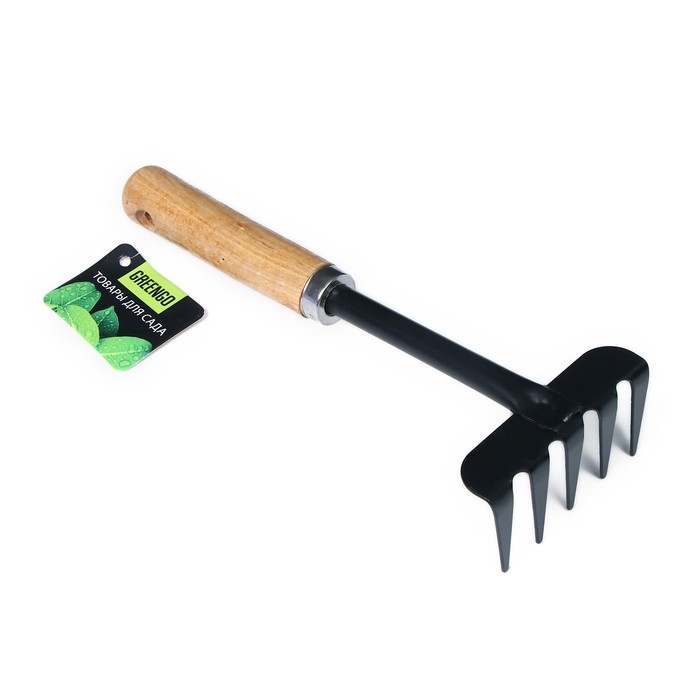 Малые прямые грабли, 5 зубцов, длина 31 см, металл, деревянная ручка, Greengo Малые прямые грабли, 5 зубцов, длина 31 см, металл, деревянная ручка, Greengo