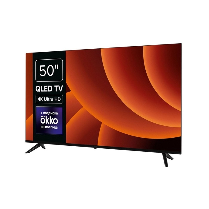 Телевизор  Rombica SMART TV QL50 50MT-UDG54G,50 Телевизор  Rombica SMART TV QL50 50MT-UDG54G,50",3840x2160,DVB-/T2/C/S2,HDMI 3,USB 2,чёрный