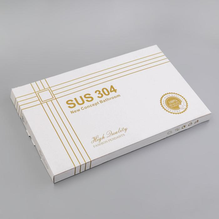 Полка откидная с держателем полотенец, 4 крючка, 58×25×13 см, цвет хром