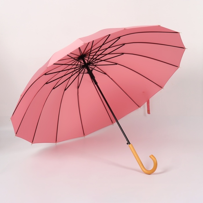 Зонт - трость полуавтоматический «Пастель», 16 спиц, R = 52/60 см, D = 120 см, цвет розовый Зонт - трость полуавтоматический «Пастель», 16 спиц, R = 52/60 см, D = 120 см, цвет розовый
