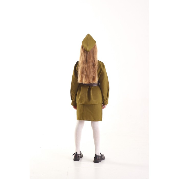 Костюм военного «Солдаточка», гимнастёрка, ремень, пилотка, юбка, 3-5 лет, рост 104-116 см Костюм военного «Солдаточка», гимнастёрка, ремень, пилотка, юбка, 3-5 лет, рост 104-116 см