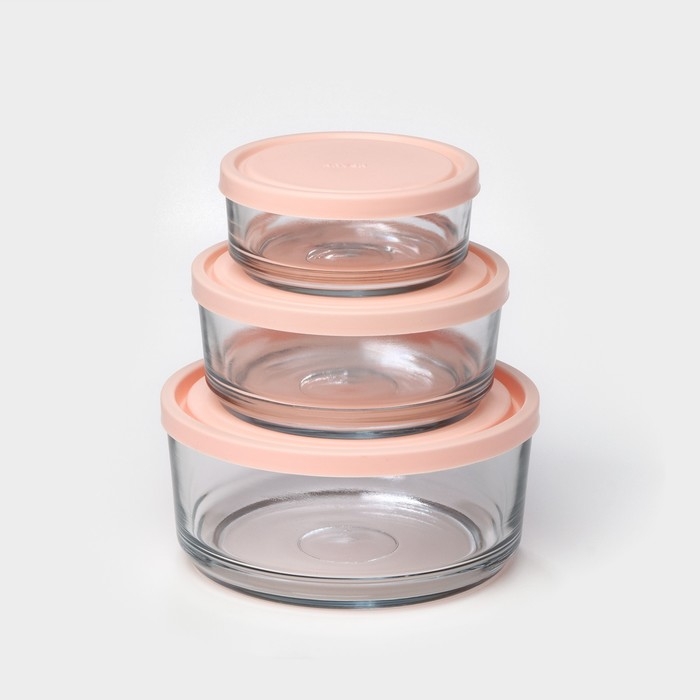 Набор стеклянных форм для хранения продуктов ABAN, 3 шт Набор стеклянных форм для хранения продуктов ABAN, 3 шт