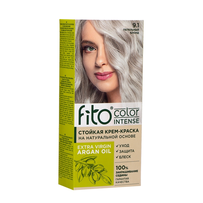 Стойкая крем-краска для волос Fito color intense тон 9.1 пепельный блонд, 115 мл Стойкая крем-краска для волос Fito color intense тон 9.1 пепельный блонд, 115 мл