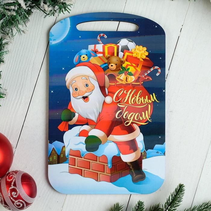 Доска разделочная Доска разделочная "Новогодняя. С Новым годом! Мороз вот-вот спустится", цветная, 27х18 см