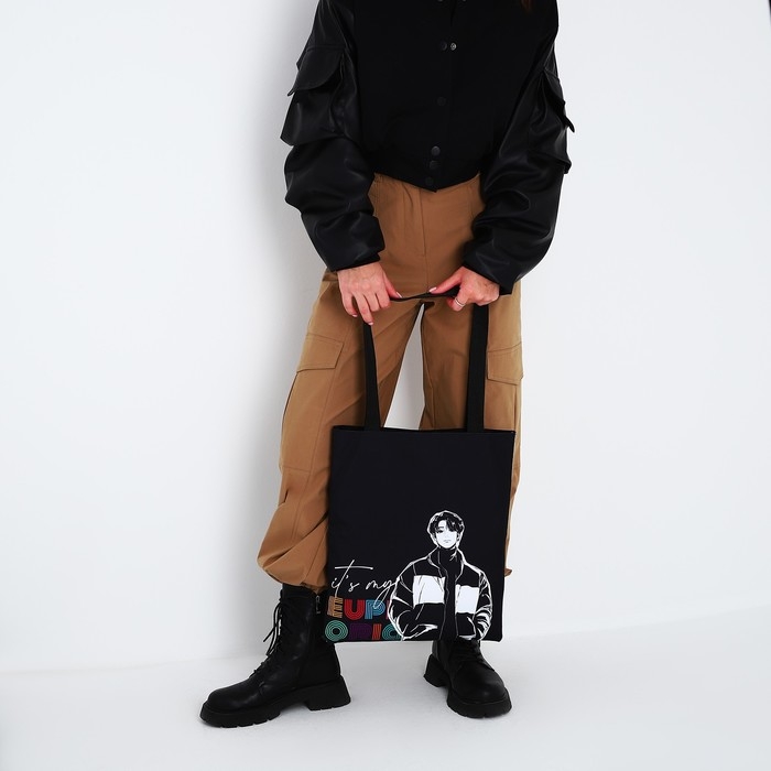 Шопер «Корея», 35х0.5х40 см, отдел без молнии, без подклада, чёрный Шопер «Корея», 35х0.5х40 см, отдел без молнии, без подклада, чёрный