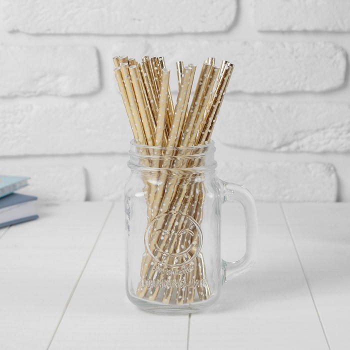 Трубочки для коктейля «Конфетти», набор 25 шт., цвет золотой Трубочки для коктейля «Конфетти», набор 25 шт., цвет золотой
