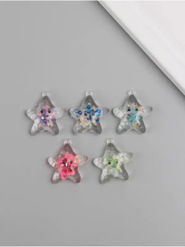 Подвеска для творчества акрил Подвеска для творчества акрил "Улыбчивая звёздочка" светится в темноте МИКС 3х2,7х1 см