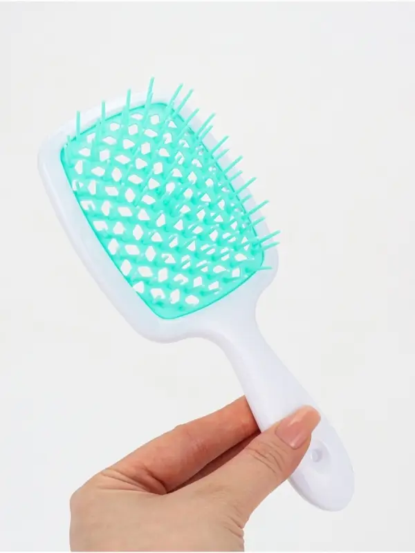 Расчёска массажная, широкая, вентилируемая, 8.5&times;20.5&plusmn;1 см, белая, бирюзовая