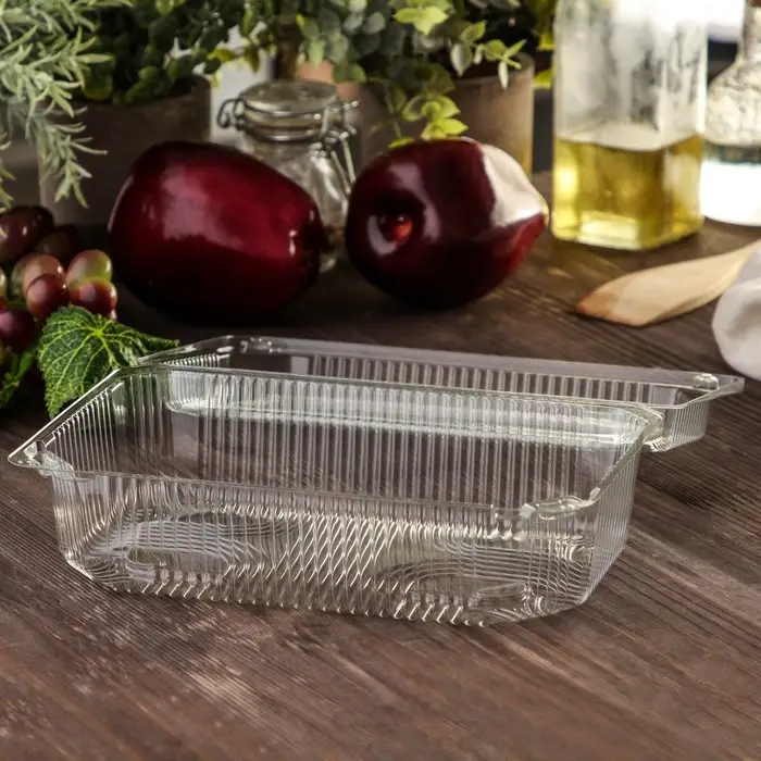 Контейнер одноразовый с неразъёмной крышкой ПР-К-7 А, пластик, 250 мл, 21.5×13.5×7.2 см, прозрачный