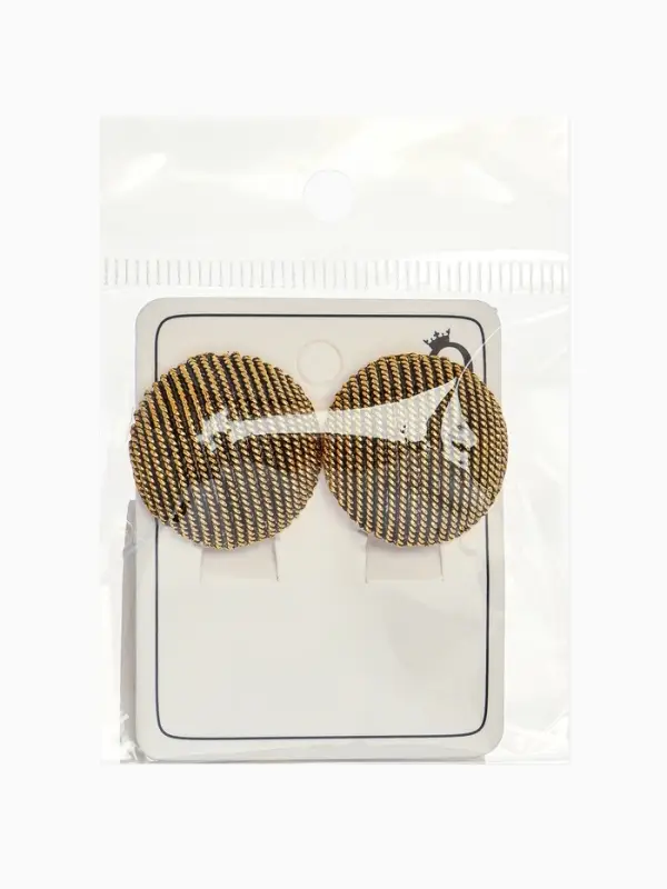 Серьги клипсы для ушей QF &laquo;Круг в рубчик&raquo;, цвет чернёное золото