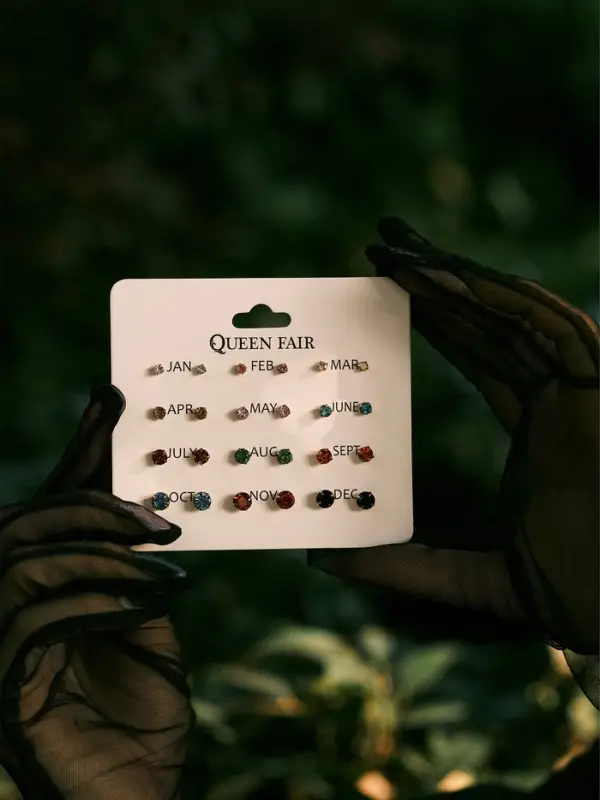 Серьги пусеты 12 пар &laquo;Фантазия&raquo;, маленькие d=3-6 мм, цветные в золоте