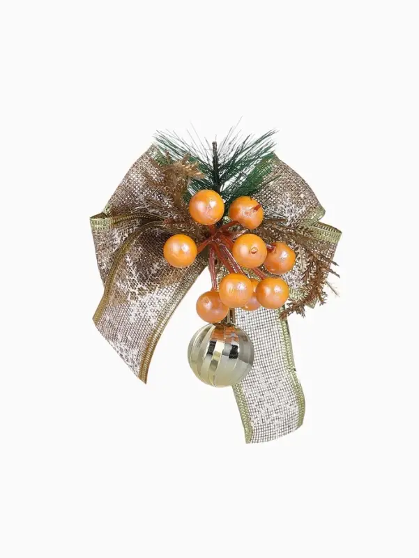 Ёлочные игрушки 2 шт. &laquo;Зимнее волшебство. Композиция на бантике&raquo; пластик, ягодки, 13&times;15 см