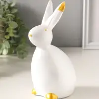 Копилка полистоун "Кролик" 21,5х10 см, белый с золотом