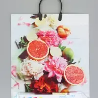 Пакет "Летний цитрус", полиэтиленовый с пластиковой ручкой, 38 х 45 + 3 см, 90 мкм