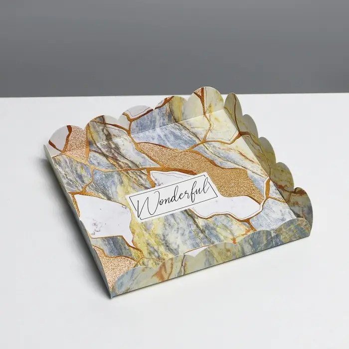 Коробка для печенья, кондитерская упаковка с пластиковой крышкой, «Камень», 18 х 18 х 3 см