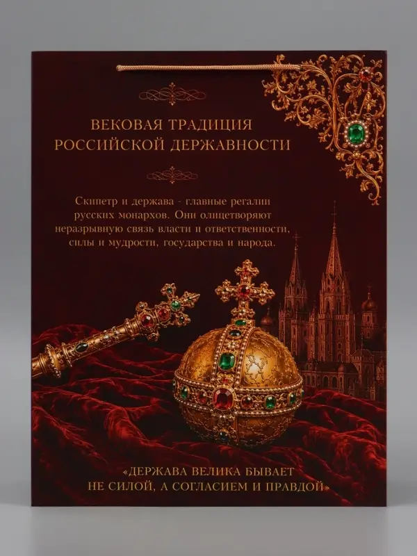 Пакет подарочный &laquo;Скипетр и Держава&raquo;, 31&times;40&times;11.5 см