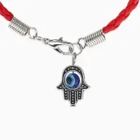 Браслет-оберег &laquo;Красная нить&raquo;, процветание и защита, синий в чернёном серебре, d=9 см