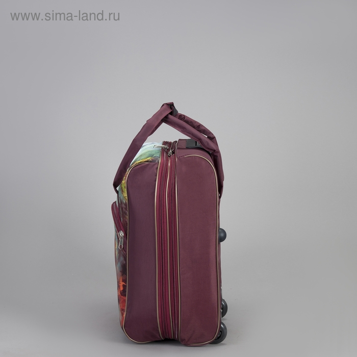 Чемодан малый 20" с сумкой, отдел на молнии, наружный карман, с расширением, цвет бордовый