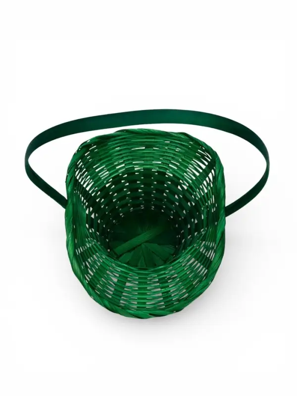 Корзина плетеная 21 х 18 х 14 см, ручка h=15 см, зеленый "шляпа"