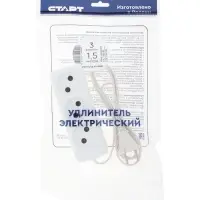 Удлинитель СТАРТ УХ6-103, 3 розетки, 1,5 м, 6 А, ШВВП, с заземлением, белый