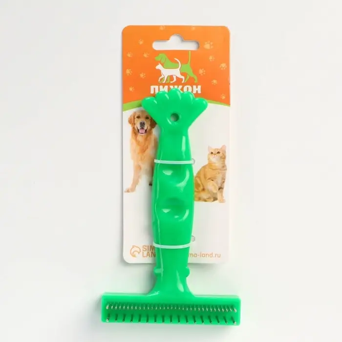 Расчёска-грабли &laquo;Лапка&raquo;, 15&times;8.8 см, зелёная