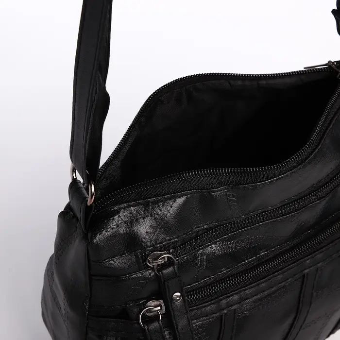 Сумка женская кросс-боди на молнии, 25&times;11&times;20 см, чёрная