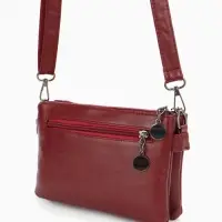 Сумка женская кросс-боди на молнии, 20.5&times;2&times;13 см, бордовая