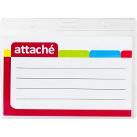 Бейдж Attache 120х87мм (113х70мм) гориз.,металл зажим,тесьма синяя 10шт/уп